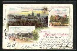 Sonnenschein-Lithographie Aachen, Elisenbrunnen, Rosenbad, Frankenburg  - Autres & Non Classés