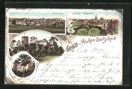 Lithographie Aachen-Burtscheid, Rosenbad Und Kurgarten, Frankenburg  - Aachen