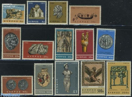 Cyprus 1966 Definitives, Culture 14v, Mint NH, History - Various - Archaeology - Money On Stamps - Art - Sculpture - Nuevos