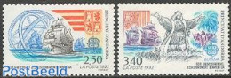 Andorra, French Post 1992 Europa, Discovery Of America 2v, Mint NH, History - Science - Transport - Europa (cept) - Ex.. - Nuovi