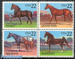 United States Of America 1985 Horses 4v [+], Mint NH, Nature - Horses - Nuovi