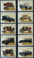 Vatican 1997 Automobiles & Coaches 10v, Mint NH, Transport - Automobiles - Coaches - Ongebruikt