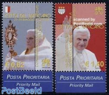 Vatican 2006 Pope Travels 2v+Priority Tabs, Mint NH, Religion - Pope - Nuevos