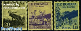 Romania 1954 Forest Month 3v, Unused (hinged), Nature - Sport - Animals (others & Mixed) - Deer - Trees & Forests - Sc.. - Nuevos