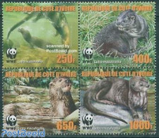 Ivory Coast 2005 WWF, Lutra Maculicollis 4v [+], Mint NH, Nature - Animals (others & Mixed) - World Wildlife Fund (WWF) - Neufs