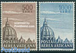 Vatican 1953 Airmail Definitives 2v, Unused (hinged), Religion - Churches, Temples, Mosques, Synagogues - Ongebruikt