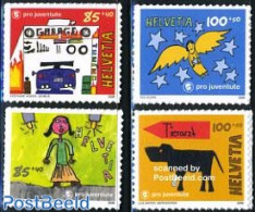 Switzerland 2006 Pro Juventute 4v S-a, Mint NH, Nature - Religion - Dogs - Angels - Art - Children Drawings - Unused Stamps