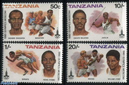 Tanzania 1980 Olympic Games Moscow 4v, Mint NH, Sport - Athletics - Boxing - Olympic Games - Leichtathletik