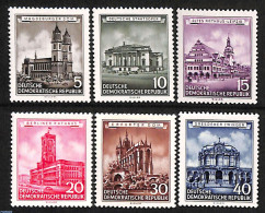Germany, DDR 1955 Buildings 6v, Mint NH, Performance Art - Religion - Transport - Music - Churches, Temples, Mosques, .. - Unused Stamps