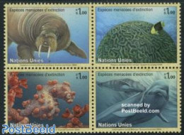 United Nations, Geneva 2008 Endangered Animals 4v [+], Mint NH, Nature - Animals (others & Mixed) - Fish - Sea Mammals.. - Poissons