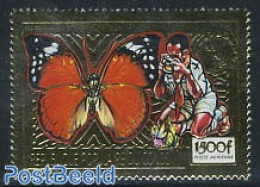 Congo Republic 1991 Scouting, Butterfly 1v, Gold, Mint NH, Nature - Sport - Butterflies - Mushrooms - Scouting - Pilze