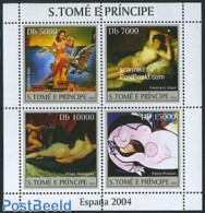 Sao Tome/Principe 2004 Espana 2004 4v M/s, Mint NH, Nature - Birds - Art - Modern Art (1850-present) - Nude Paintings .. - Sao Tome En Principe