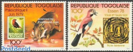 Togo 1978 STAMP EXP. 2V, Mint NH, Nature - Animals (others & Mixed) - Birds - Stamps On Stamps - Timbres Sur Timbres