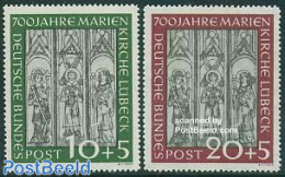 Germany, Federal Republic 1951 Marien Church Lubeck 2v, Mint NH, Religion - Churches, Temples, Mosques, Synagogues - R.. - Ongebruikt