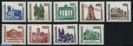 Germany, DDR 1990 Definitives, Buildings 9v, Mint NH, Religion - Churches, Temples, Mosques, Synagogues - Art - Archit.. - Neufs