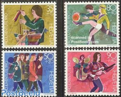 Switzerland 1990 Pro Juventute 4v, Mint NH, Performance Art - Sport - Transport - Music - Football - Sport (other And .. - Unused Stamps