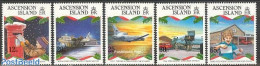 Ascension 1993 Christmas 5v, Mint NH, Religion - Transport - Christmas - Automobiles - Aircraft & Aviation - Noël