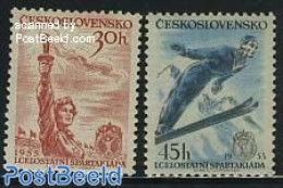 Czechoslovkia 1955 Spartakiade 2v, Mint NH, Sport - Skiing - Sport (other And Mixed) - Altri & Non Classificati