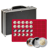 Lindner Münzkoffer 2338-320 Mit 8 Roten Münztableaus Für Münzen Bis 34 Mm Ø Neu - Supplies And Equipment