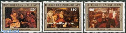 Central Africa 1985 Christmas 3v, Mint NH, Religion - Christmas - Art - Paintings - Navidad