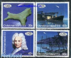 Christmas Islands 1986 Halleys Comet 4v, Mint NH, Science - Transport - Various - Astronomy - Ships And Boats - Maps -.. - Astrologia