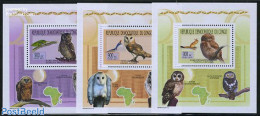 Congo Dem. Republic, (zaire) 2011 Owls & Insects 3 S/s, Mint NH, Nature - Birds - Birds Of Prey - Insects - Owls - Sonstige & Ohne Zuordnung