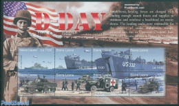 Sierra Leone 2004 D-Day 8v M/s, US Light Cruiser, Mint NH, History - Transport - Militarism - World War II - Automobil.. - Militaria