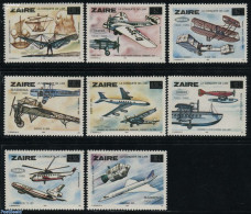 Congo Dem. Republic, (zaire) 1985 Air Connections 8v, Mint NH, Transport - Aircraft & Aviation - Space Exploration - Flugzeuge