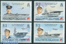 Solomon Islands 1995 End Of World War II 4v, Mint NH, History - Transport - Various - Militarism - World War II - Ship.. - Militaria