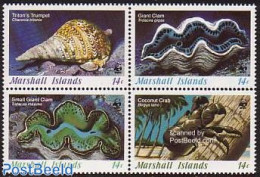 Marshall Islands 1986 WWF, Shells 4v [+], Mint NH, Nature - Shells & Crustaceans - World Wildlife Fund (WWF) - Meereswelt