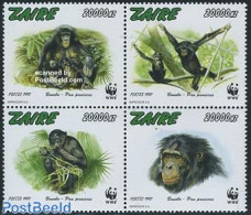 Congo Dem. Republic, (zaire) 1997 WWF, Bonobo 4v [+], Mint NH, Nature - Monkeys - World Wildlife Fund (WWF) - Other & Unclassified