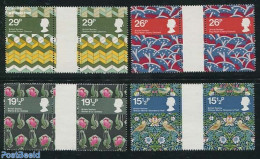 Great Britain 1982 TEXTILES 4V GUTTERS, Mint NH, Nature - Various - Birds - Flowers & Plants - Textiles - Ungebraucht