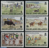 Falkland Islands 1989 Sports 6v, Mint NH, Nature - Performance Art - Sport - Cattle - Dogs - Horses - Music - Sport (o.. - Music