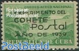 Cuba 1939 Cohete Postal Overprint 1v, Mint NH, Transport - Aircraft & Aviation - Ongebruikt