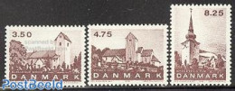 Denmark 1990 Churches 3v, Mint NH, Religion - Churches, Temples, Mosques, Synagogues - Unused Stamps