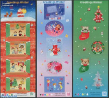 Japan 2012 Winter Greetings 15v S-a (3 M/s), Mint NH, Nature - Religion - Cats - Dogs - Christmas - Mail Boxes - Ungebraucht