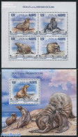 Maldives 2013 Seals Of The Indian Ocean 2 S/s, Mint NH, Nature - Sea Mammals - Malediven (1965-...)