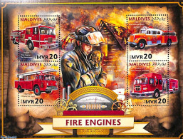 Maldives 2016 Fire Engines 4v M/s, Mint NH, Nature - Transport - Automobiles - Fire Fighters & Prevention - Voitures