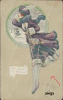 Cr18 Cartolina Art Deco Woman  Donnina Illustratore Artist Meschini - Sonstige & Ohne Zuordnung