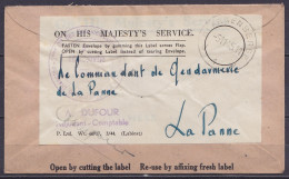 Env. UK En Franchise S.M. Càd BLANKENBERGE /-9.11.1945 Pour Gendarmerie De LA PANNE - Cachet "2e Cie Des Services Généra - Guerre 40-45 (Lettres & Documents)