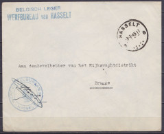 Env. En Franchise S.M. Càd HASSELT /-3-7-1945 Pour Gendarmerie De BRUGGE - Cachets "BELGISCH LEGER / WERFBUREAU Van HASS - Weltkrieg 1939-45 (Briefe U. Dokumente)