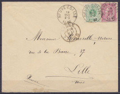 Env. Affr. N°45+46 (port Frontalier) Càd NEUVE-EGLISE /19 MAI 1890 Pour LILLE ) Càd Arrivée LILLE /19 MAI 90) - 1884-1891 Leopold II.