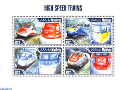 Maldives 2013 High Speed Trains 4v M/s, Mint NH, Transport - Railways - Treinen