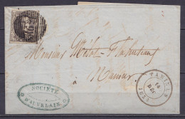 L. D'Auvelais Affr. N°6 (TB Margé) P162 Càd TAMINES /14 DEC 1854 Pour NAMUR (au Dos: Càd Arrivée NAMUR) - 1851-1857 Medallions (6/8)