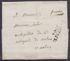 L. Datée 4 Janvier 1802 De WASSEIGES Pour Archiprêtre De MALINES - Griffe "P.94 P./ TIRLEMONT" - Man. "franco" (au Dos:  - 1794-1814 (Periodo Frances)