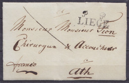 L. En Latin Datée 10 Octobre 1814 De LIEGE Pour Chirurgien Et Accoucheur à ATH - Griffe "P P / LIEGE" & Man. "franco" (a - 1794-1814 (Französische Besatzung)