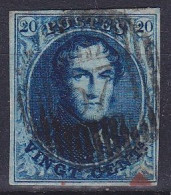 Belgique - N°7 (pl.I) 20c Bleu Médaillon 1851 D57 WARNETON - Bien Margé - 1851-1857 Médaillons (6/8)