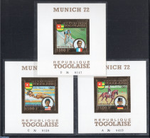 Togo 1973 Olympic Winners 3 S/s, Gold, Imperforate, Mint NH, History - Sport - Germans - Olympic Games - Swimming - Zwemmen