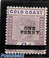 Gold Coast 1901 ONE PENNY On 6d, Stamp Out Of Set, Unused (hinged) - Other & Unclassified