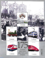 Belgium 2021 175 Years Railway Brussels-Paris 5v M/s, Mint NH, Transport - Railways - Nuovi